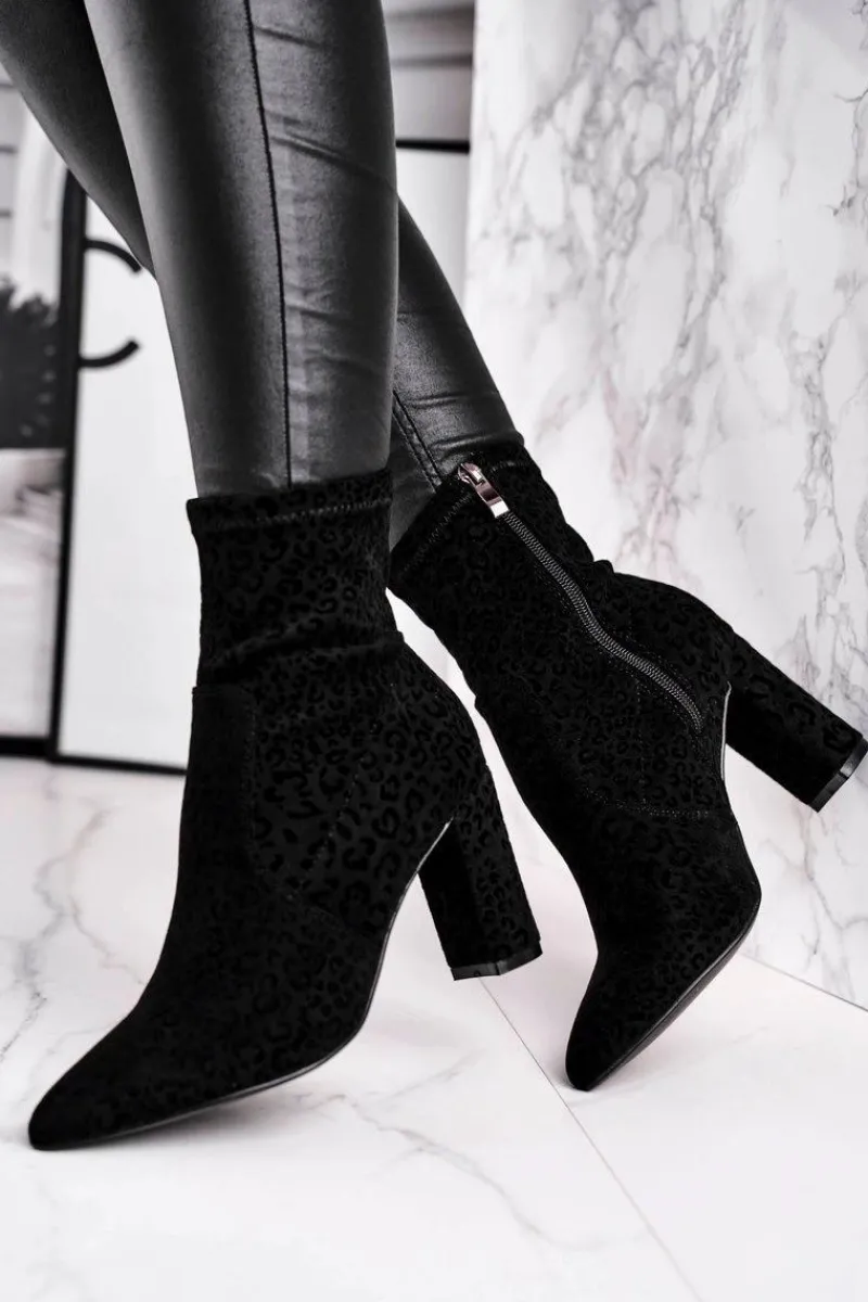 Online Damskie Botki Na Słupku Cętki Czarne Panther Damskie Botki Na Słupku|Czarne Botki