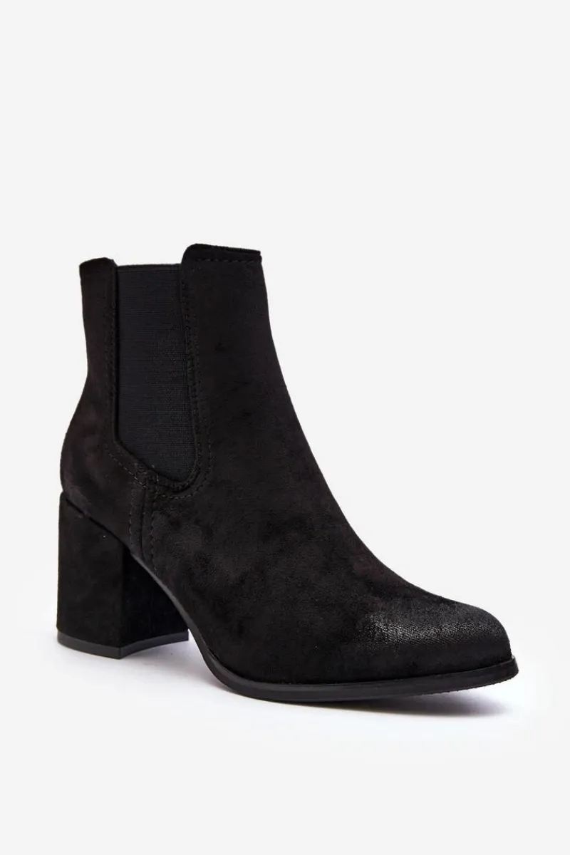 Outlet Boto Damskie Botki Na Słupku Czarne Arianti