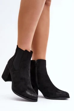 Outlet Boto Damskie Botki Na Słupku Czarne Arianti