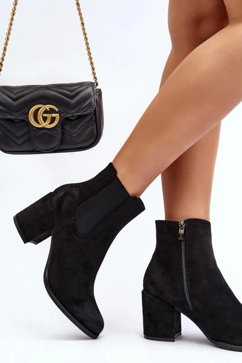 Outlet Boto Damskie Botki Na Słupku Czarne Arianti