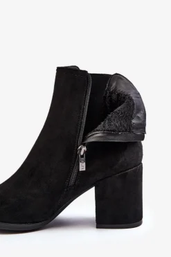 Outlet Boto Damskie Botki Na Słupku Czarne Arianti