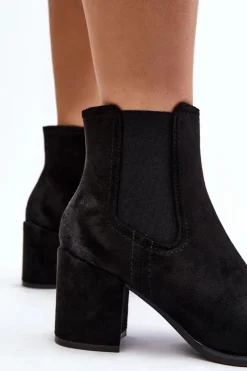 Outlet Boto Damskie Botki Na Słupku Czarne Arianti