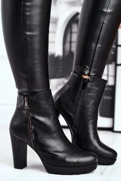 Sale Damskie Botki Na Słupku Czarne Eugene Damskie Botki Na Słupku|Czarne Botki