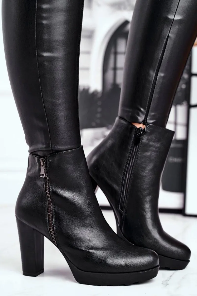 Sale Damskie Botki Na Słupku Czarne Eugene Damskie Botki Na Słupku|Czarne Botki