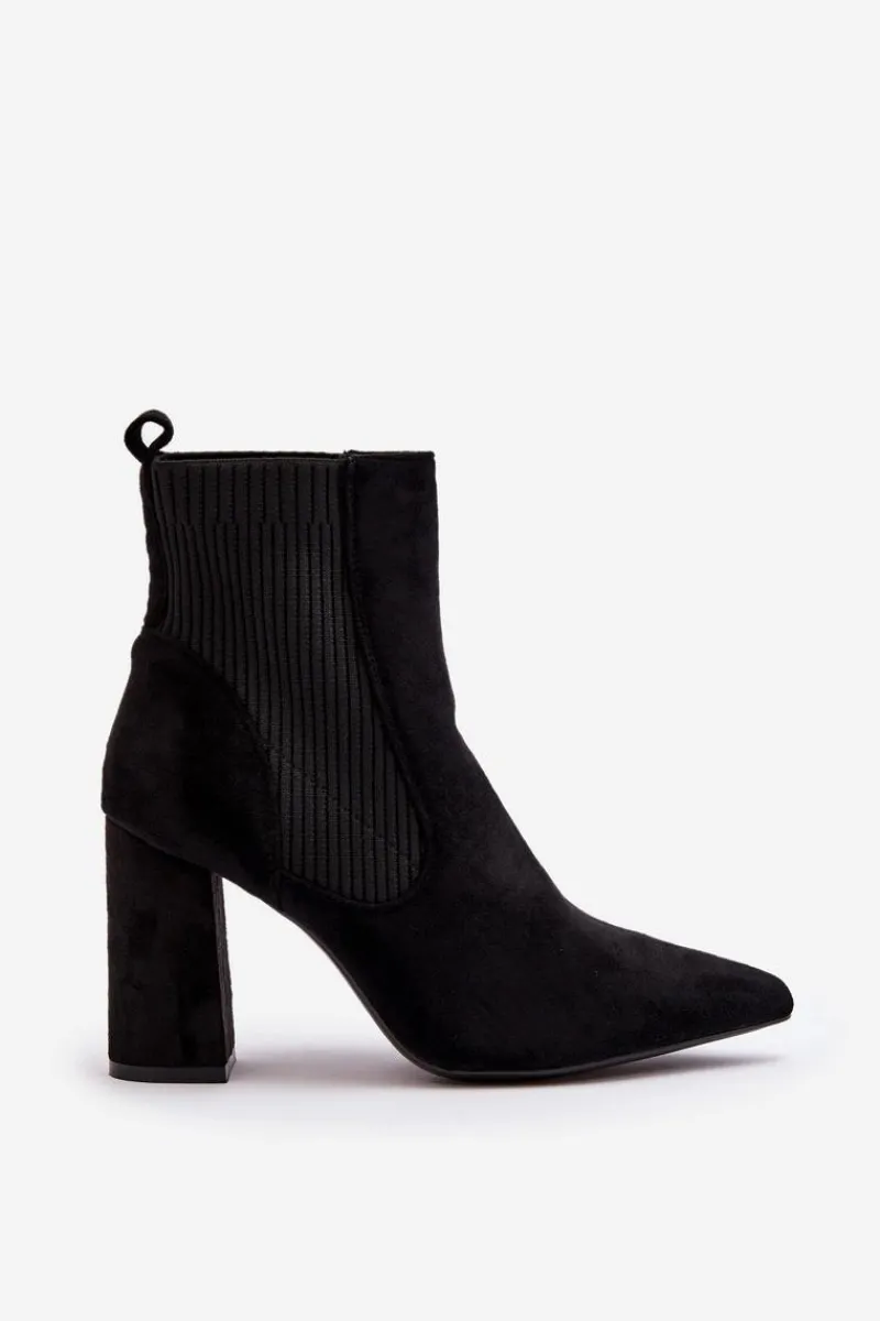 Outlet Boto Damskie Botki Na Słupku Czarne Tapara