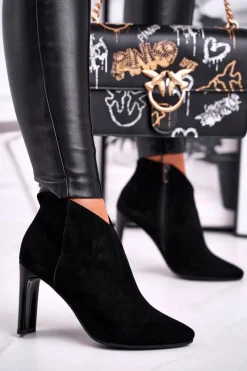 Botki Na Słupku|Czarne Botki>Laura Messi Damskie Botki na Słupku Czarne 2200