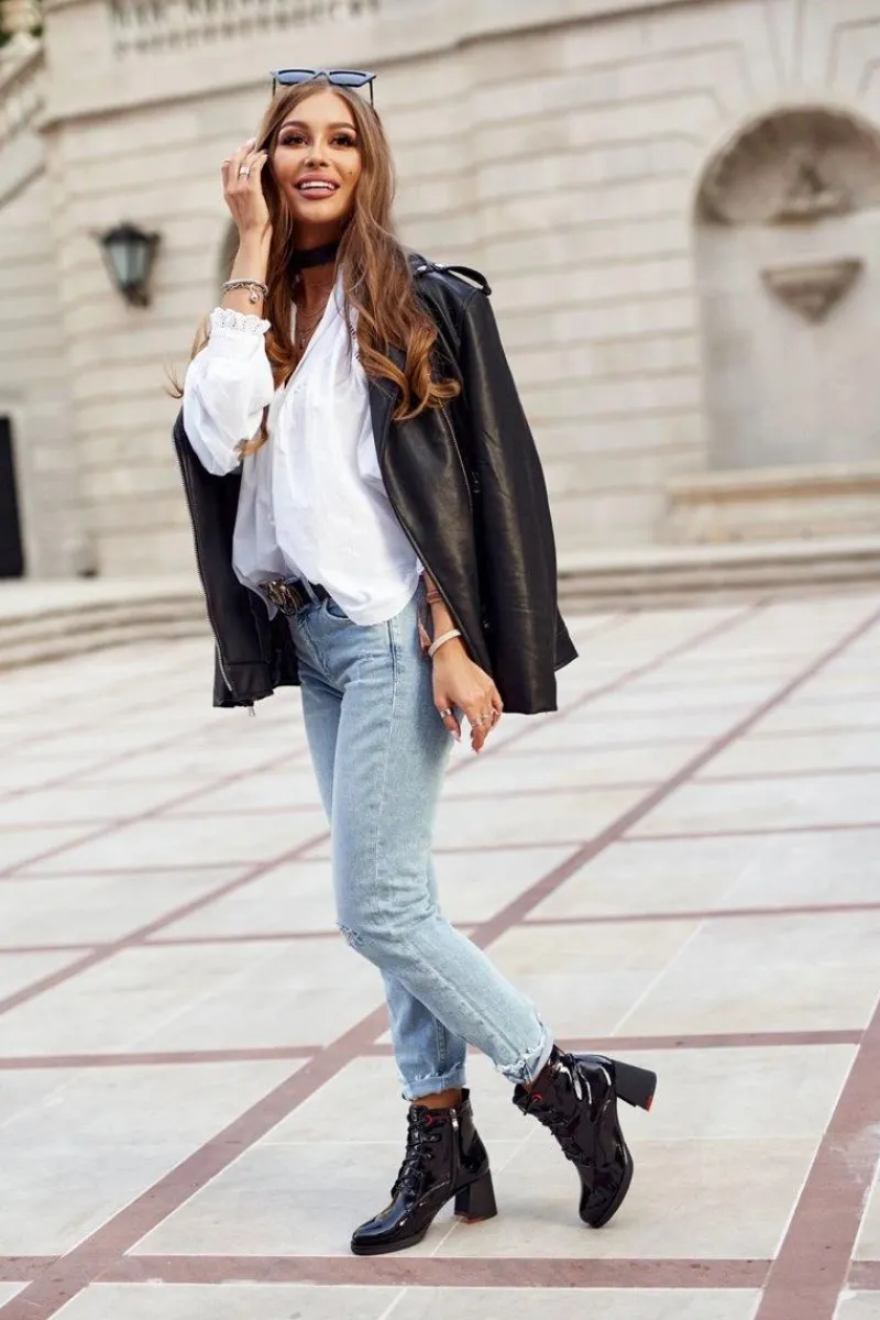 Botki Na Słupku|Czarne Botki>Damskie buty S.Barski Damskie Botki Na Słupku Lakierowane Czarne Do It Better