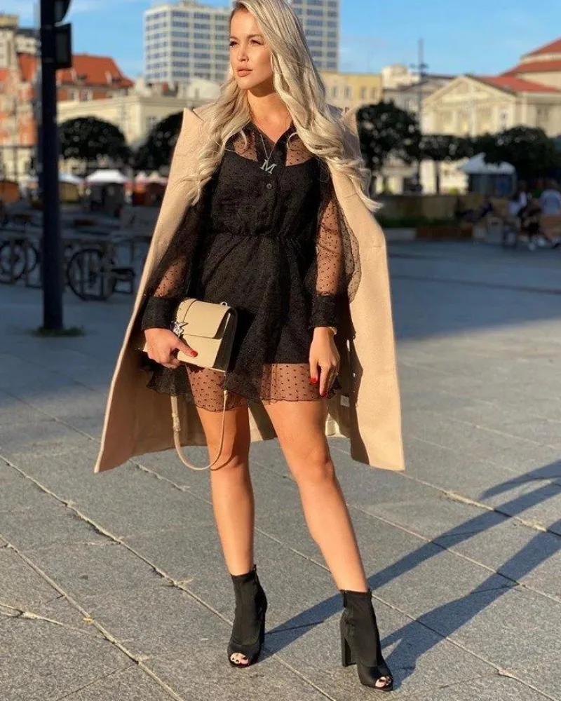 Sale Boto Damskie Botki Na Słupku Lycra Odkryte Palce Czarne First