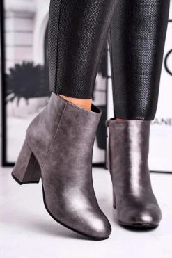 Online Damskie Botki Na Słupku Szare Gun Damskie Botki Na Słupku|Czarne Botki