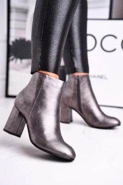 Online Damskie Botki Na Słupku Szare Gun Damskie Botki Na Słupku|Czarne Botki