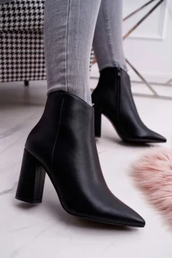 Online Boto Damskie Botki Na Słupku W Szpic Czarne Felino