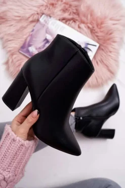 Online Boto Damskie Botki Na Słupku W Szpic Czarne Felino