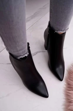 Online Boto Damskie Botki Na Słupku W Szpic Czarne Felino