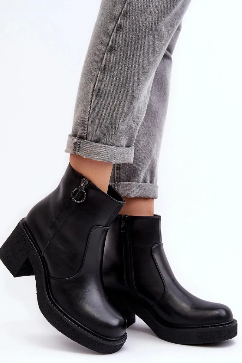 Best Buty Sergio Leone Damskie Botki Na Suwak Czarne Romella Czarny