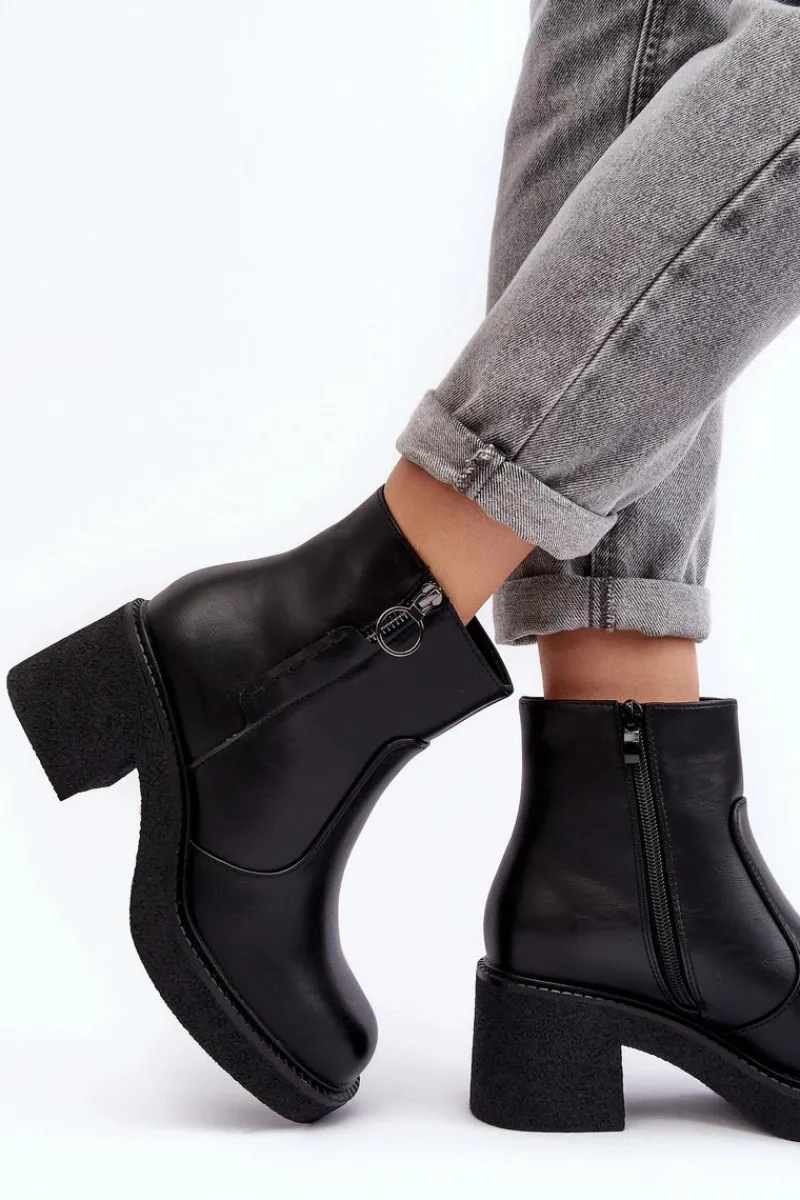 Best Buty Sergio Leone Damskie Botki Na Suwak Czarne Romella Czarny