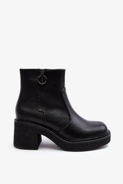 Best Buty Sergio Leone Damskie Botki Na Suwak Czarne Romella Czarny