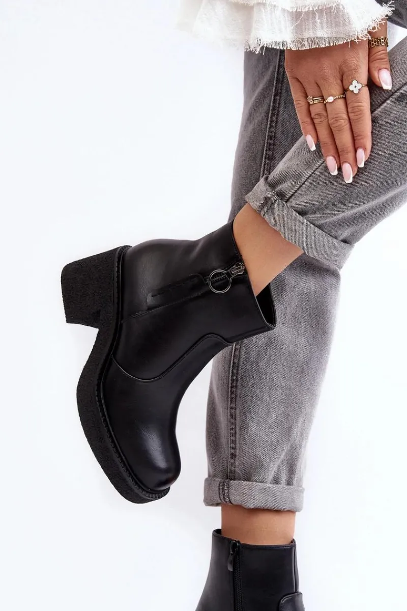 Best Buty Sergio Leone Damskie Botki Na Suwak Czarne Romella Czarny