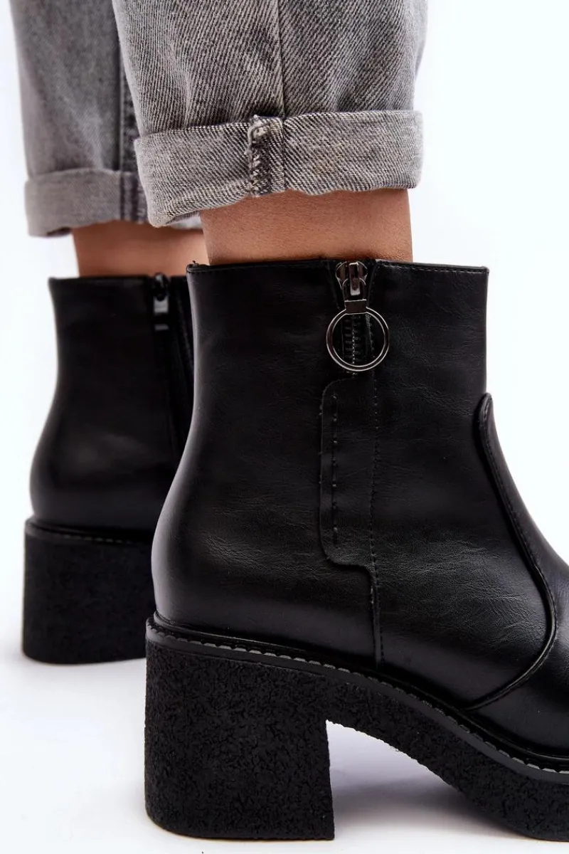 Best Buty Sergio Leone Damskie Botki Na Suwak Czarne Romella Czarny