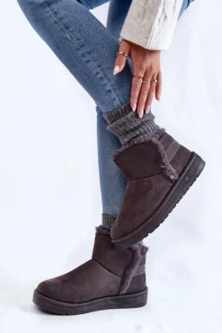 Śniegowce Damskie>Big Star Shoes Damskie Botki Śniegowce Big Star KK274623 Szare Szary