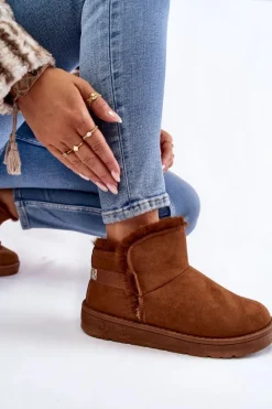 Śniegowce Damskie>Big Star Shoes Damskie Botki Śniegowce Big Star KK274620 Brązowe