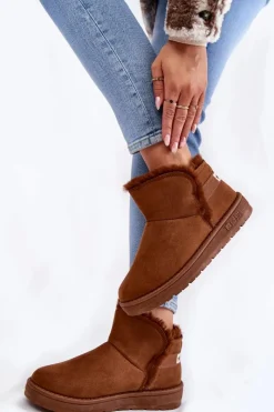 Śniegowce Damskie>Big Star Shoes Damskie Botki Śniegowce Big Star KK274620 Brązowe