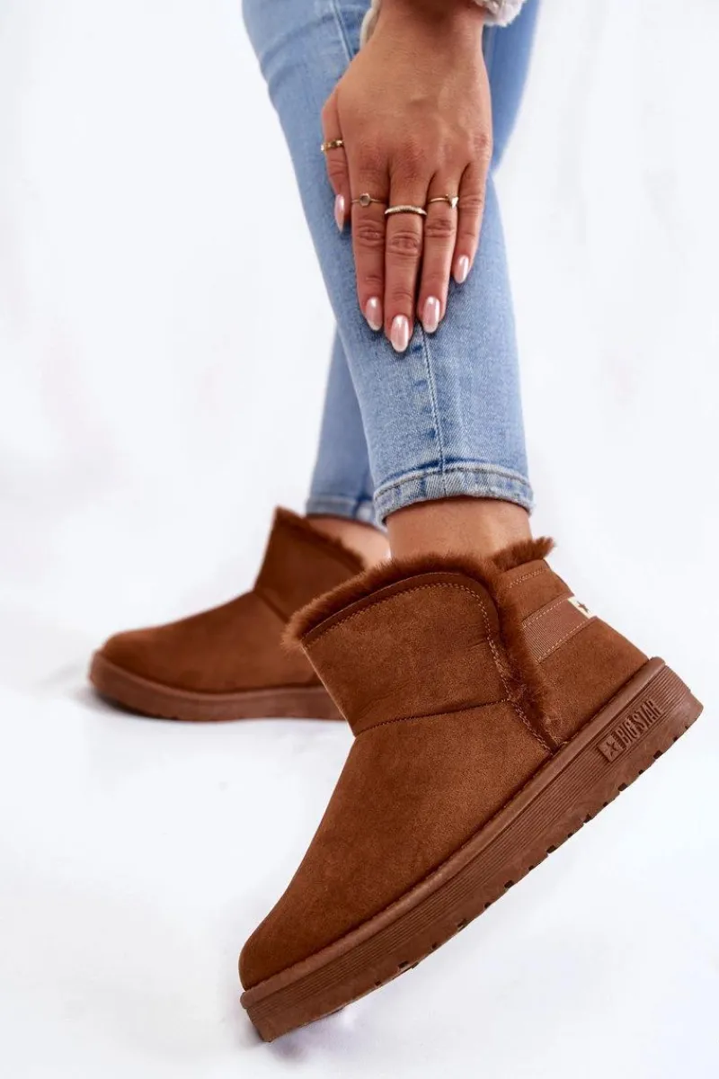 Śniegowce Damskie>Big Star Shoes Damskie Botki Śniegowce Big Star KK274620 Brązowe