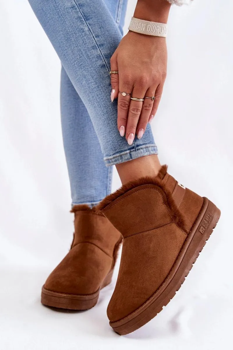 Śniegowce Damskie>Big Star Shoes Damskie Botki Śniegowce Big Star KK274620 Brązowe