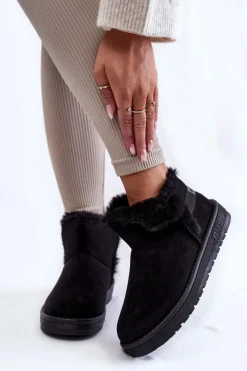 Sale Damskie Botki Śniegowce Big Star KK274622 Czarne Damskie Śniegowce Damskie