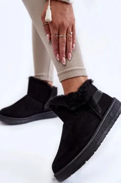 Sale Damskie Botki Śniegowce Big Star KK274622 Czarne Damskie Śniegowce Damskie