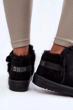 Sale Damskie Botki Śniegowce Big Star KK274622 Czarne Damskie Śniegowce Damskie
