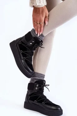 Best Boto Damskie Botki Śniegowce La.Fi 280072B-QN Czarne