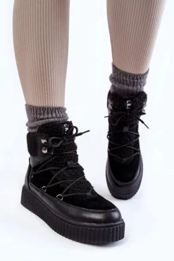 Best Boto Damskie Botki Śniegowce La.Fi 280072B-QN Czarne