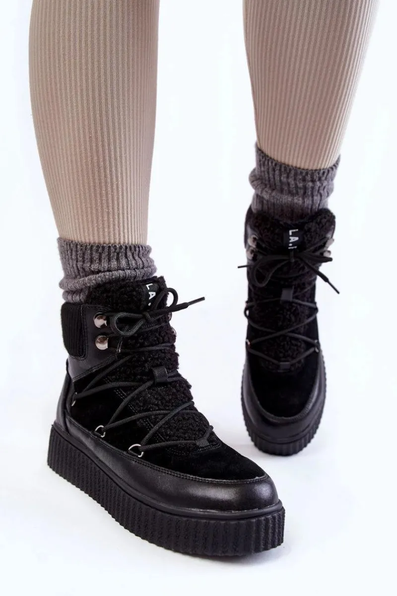 Best Boto Damskie Botki Śniegowce La.Fi 280072B-QN Czarne