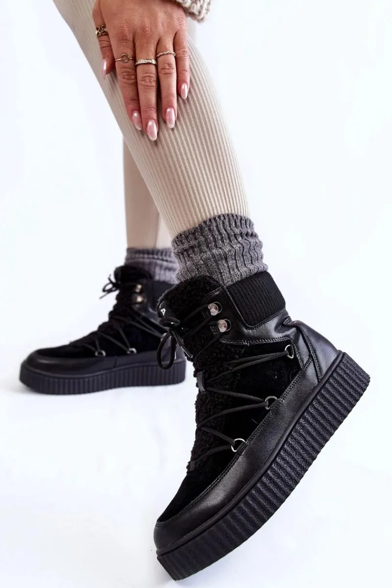 Best Boto Damskie Botki Śniegowce La.Fi 280072B-QN Czarne