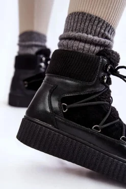 Best Boto Damskie Botki Śniegowce La.Fi 280072B-QN Czarne