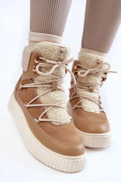 Sale Damskie Botki Śniegowce La.Fi 280072TA-QN Beżowe Damskie Śniegowce Damskie