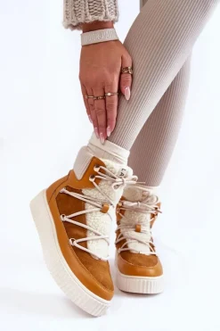 Discount Boto Damskie Botki Śniegowce La.Fi 280072Y-QN Camel