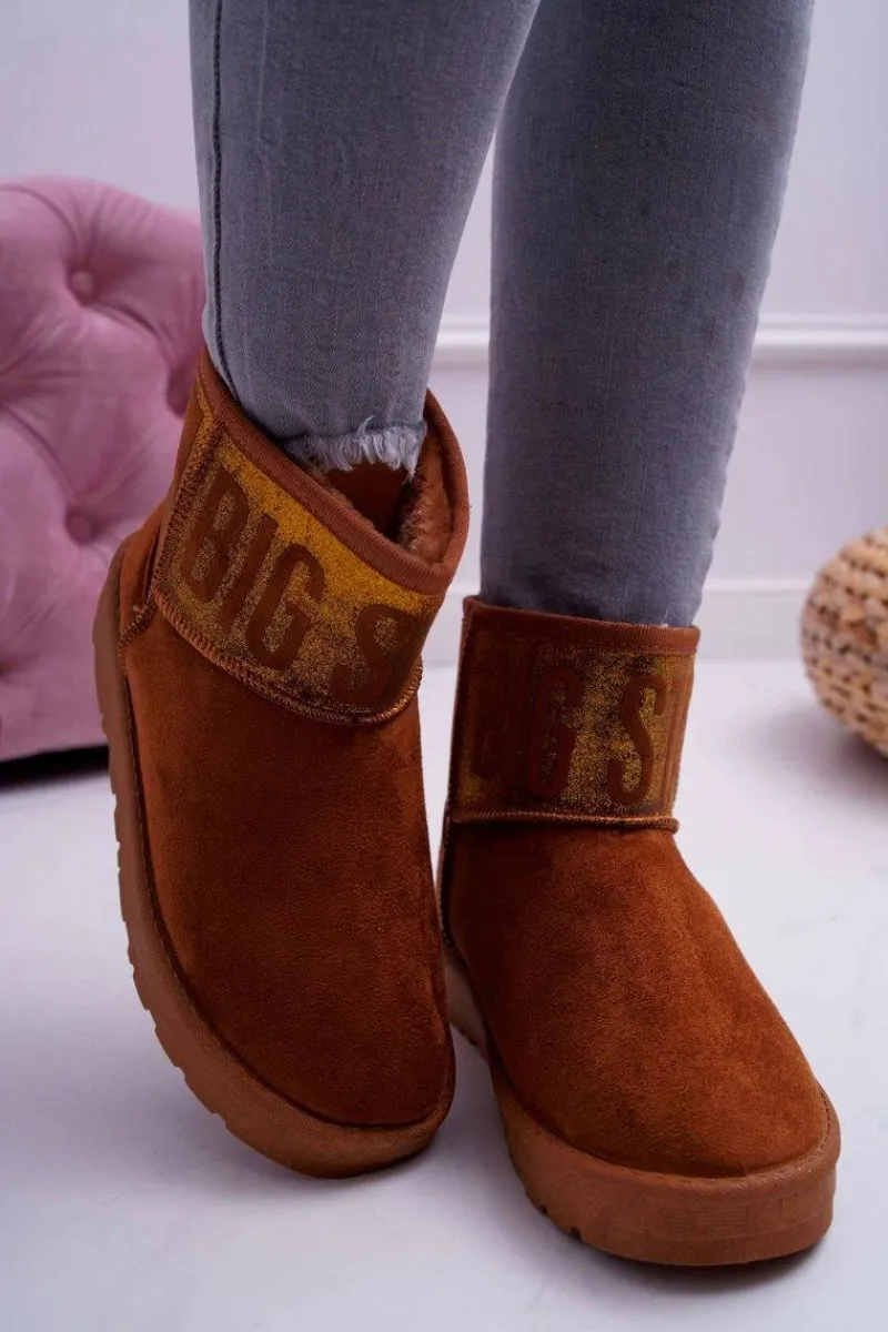 Śniegowce Damskie>Big Star Shoes Damskie Botki Śniegowce Ocieplane Brązowe Big Star EE274259