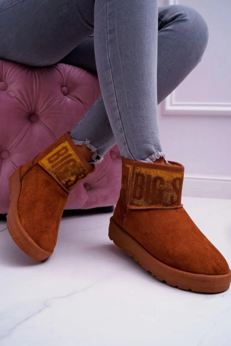 Śniegowce Damskie>Big Star Shoes Damskie Botki Śniegowce Ocieplane Brązowe Big Star EE274259