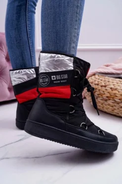 Discount Big Star Shoes Damskie Botki Śniegowce Ocieplane Futerkiem Big Star Czarne EE274656