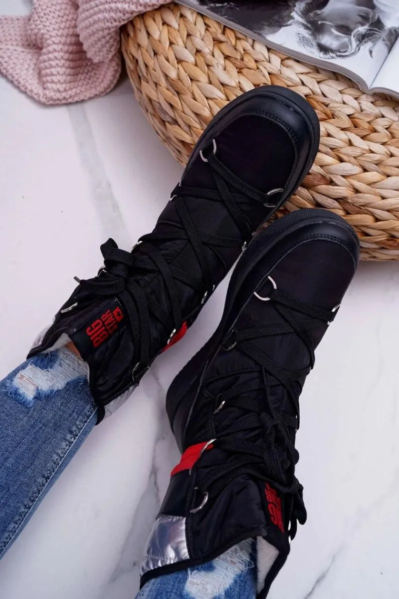 Discount Big Star Shoes Damskie Botki Śniegowce Ocieplane Futerkiem Big Star Czarne EE274656