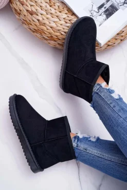 Sale Damskie Botki Śniegowce Ocieplane Czarne Borneo Damskie Śniegowce Damskie