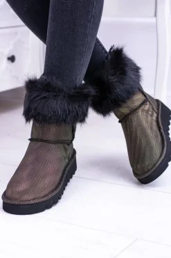Śniegowce Damskie>Boto Damskie Botki Śniegowce Wysokie Z Futerkiem Fourrure