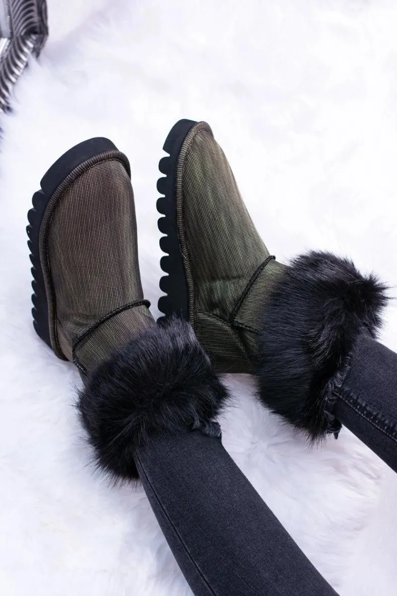 Śniegowce Damskie>Boto Damskie Botki Śniegowce Wysokie Z Futerkiem Fourrure