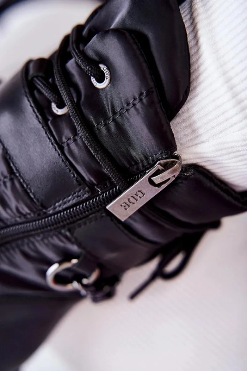 Hot GOE Damskie Botki Śniegowce Z Łańcuchem KK2N4018 Czarne