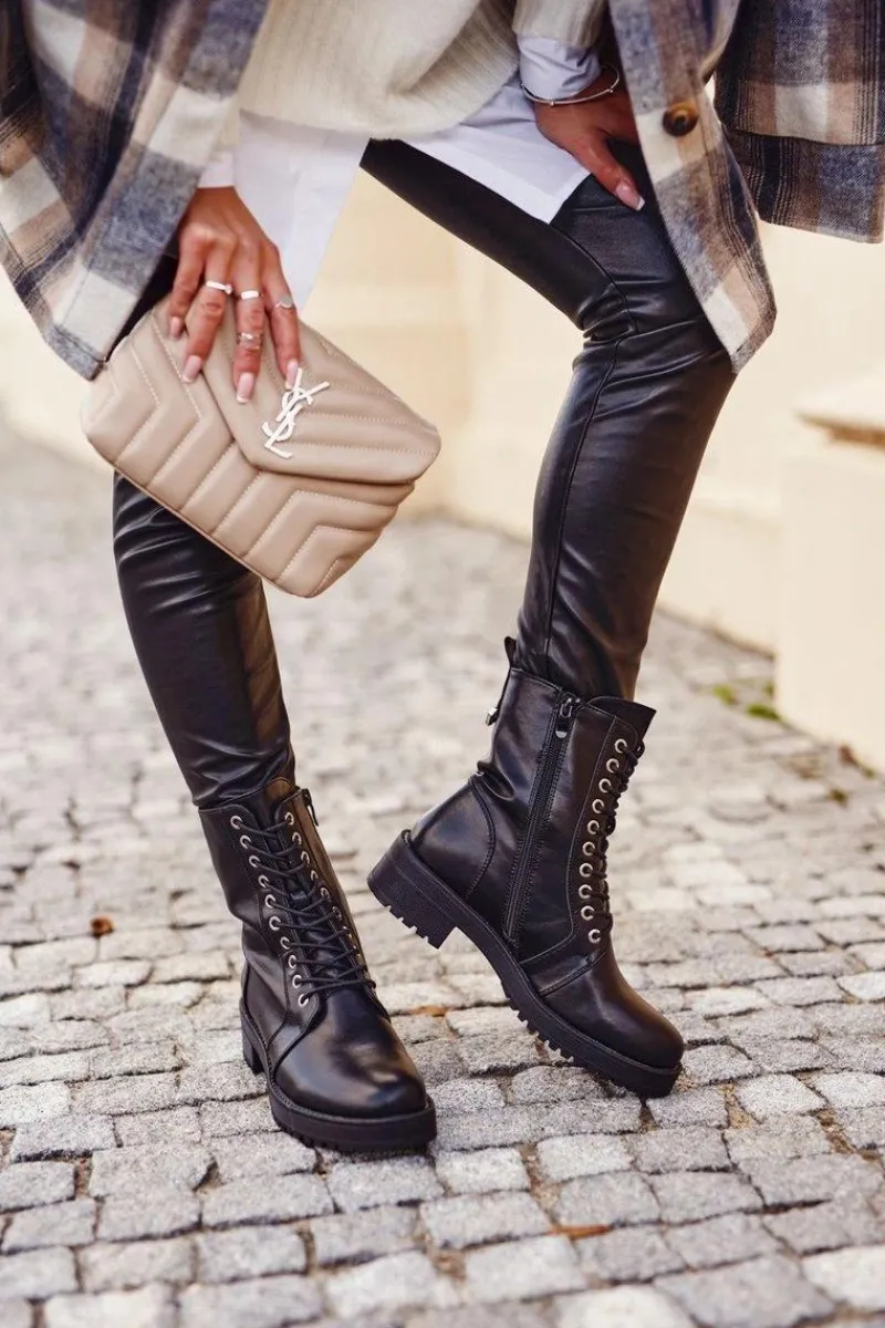 Sale Boto Damskie Botki Ocieplane Czarne Support Me