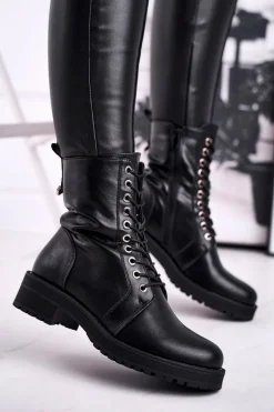 Sale Boto Damskie Botki Ocieplane Czarne Support Me