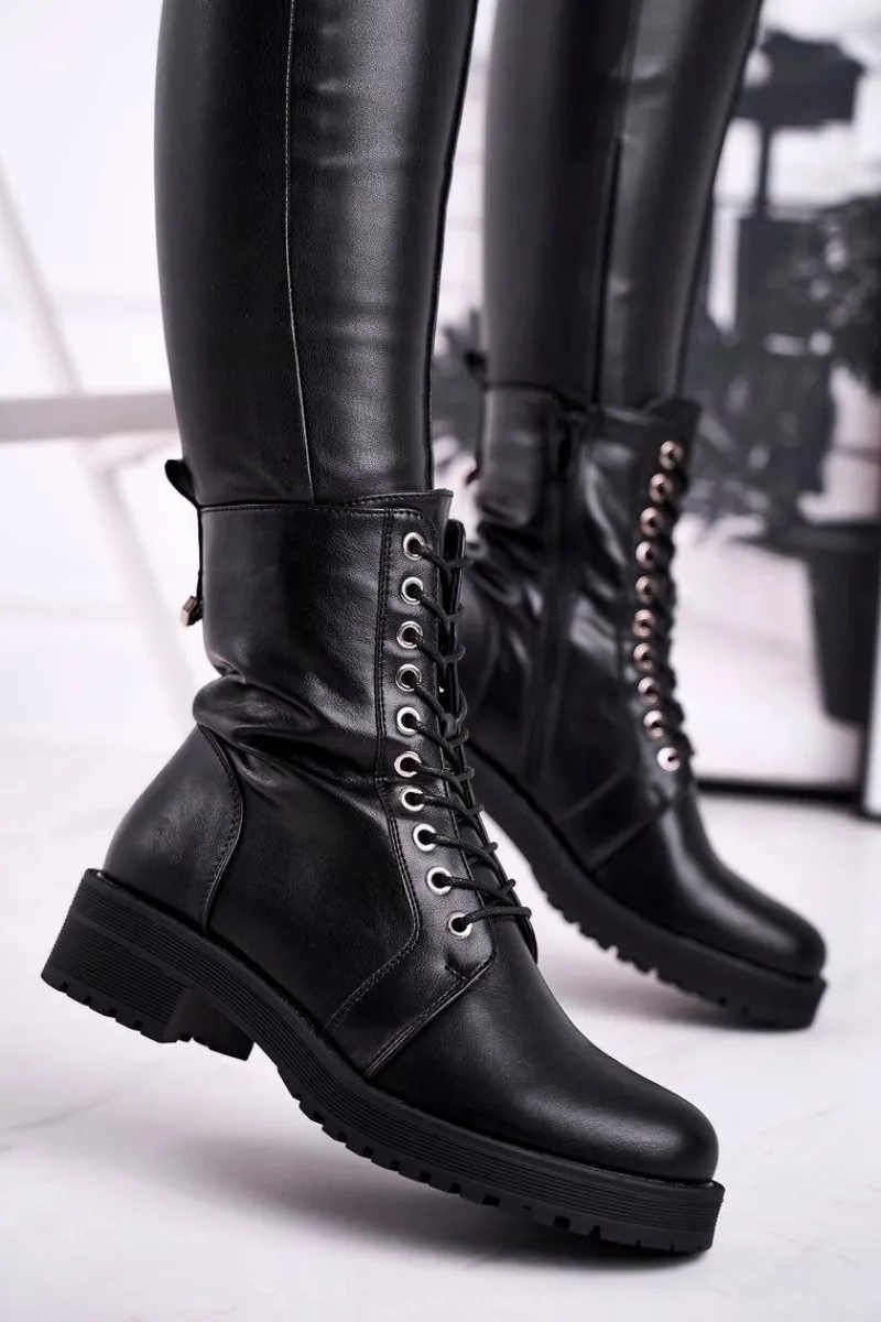 Sale Boto Damskie Botki Ocieplane Czarne Support Me