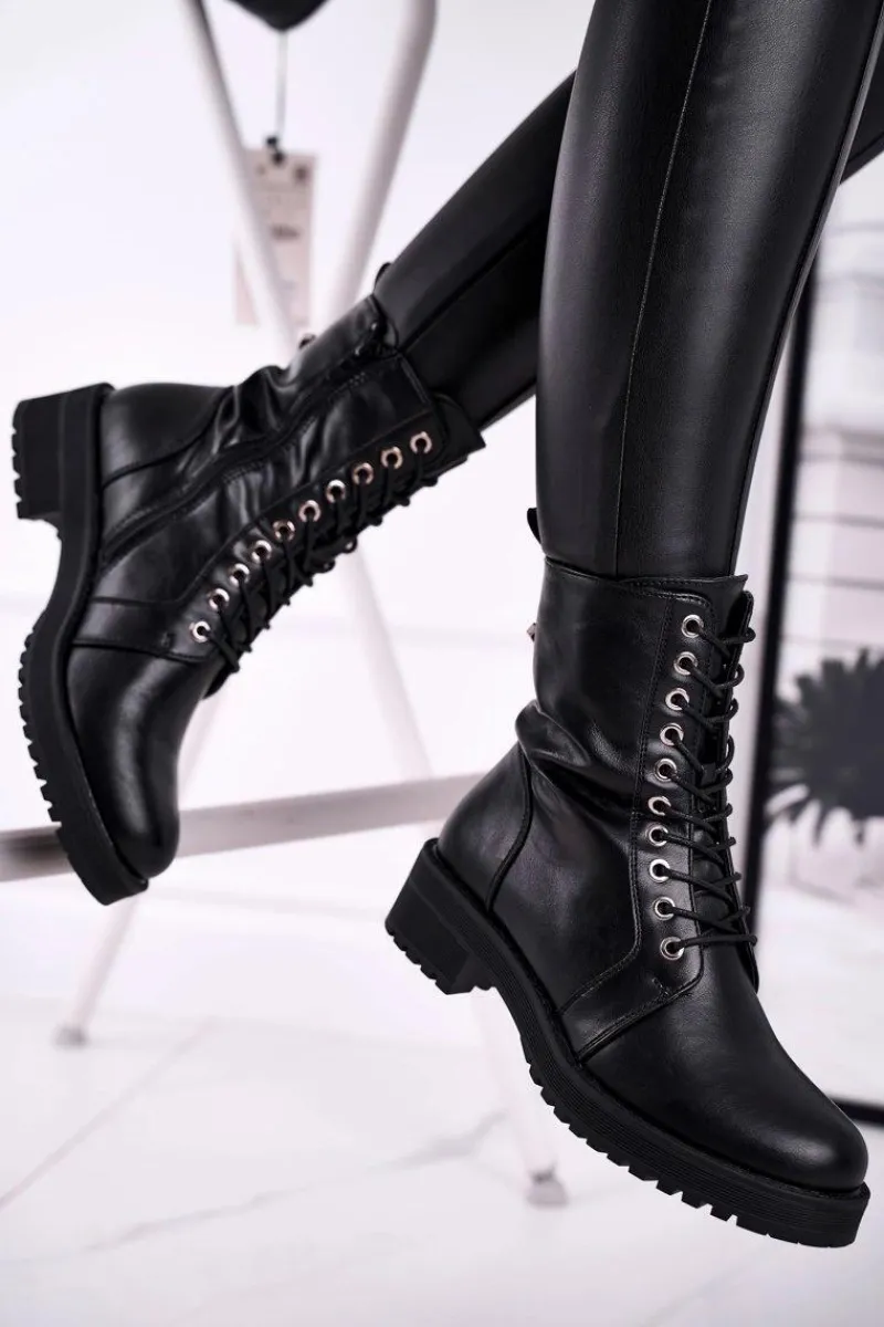 Sale Boto Damskie Botki Ocieplane Czarne Support Me