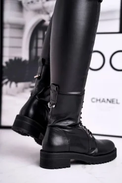 Sale Boto Damskie Botki Ocieplane Czarne Support Me